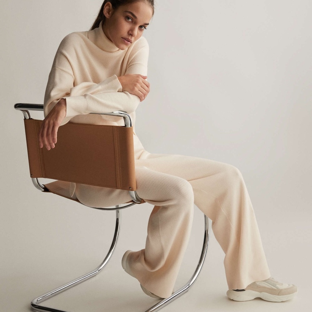 Oysho cream sweatpants joggers ribbed soft pants tracksuit - Picture 2 of 2